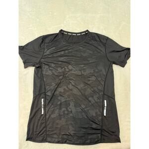 Adidas Men's Black and Camo Print Running Shirt